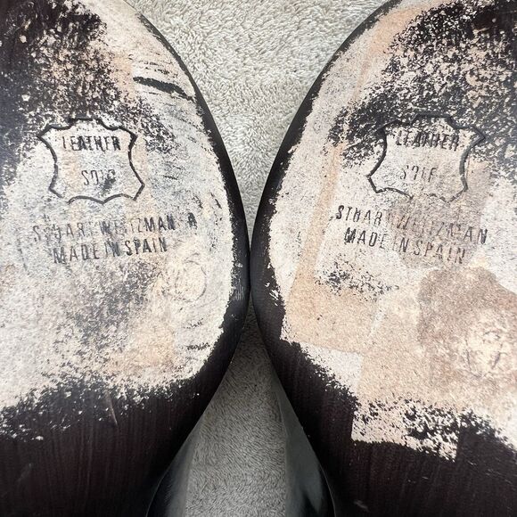 Stuart Weitzman Dark Navy Blue Patent Leather Heel Pumps Women 7.5 W Rounded Toe - Picture 14 of 15